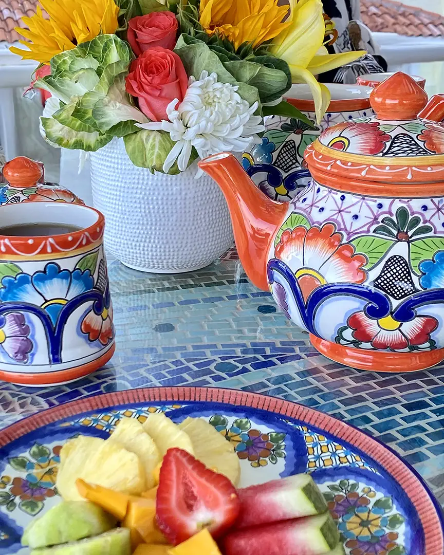 Fruit and talavera at breakfast