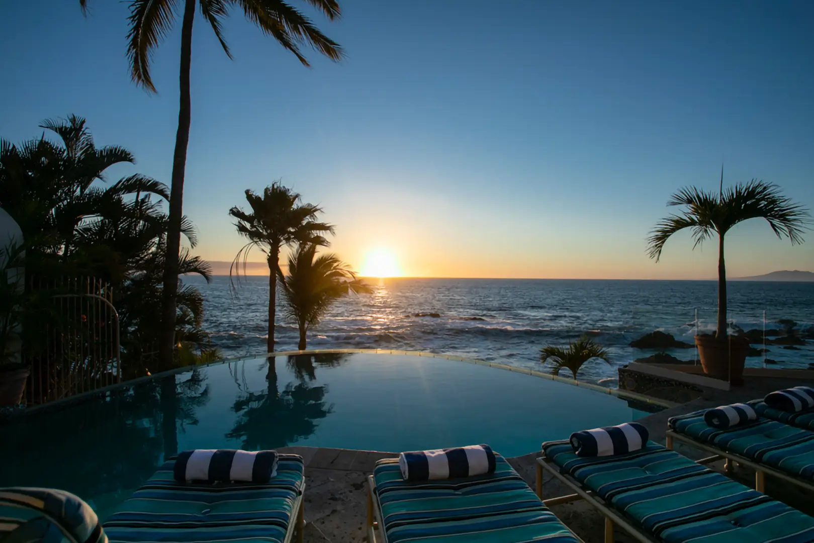 Infinity pool at sunset