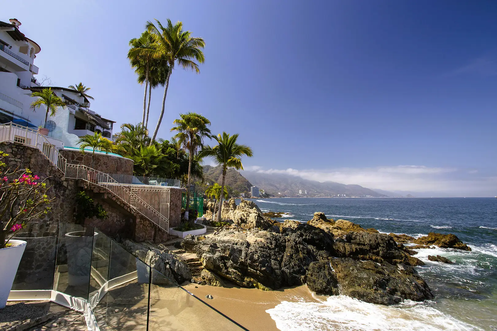 Villa exterior above the rocks