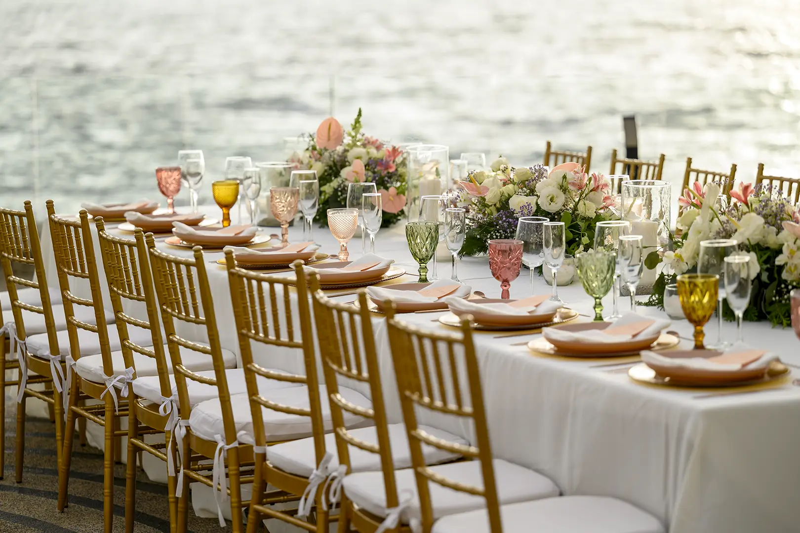 White banquet by the water