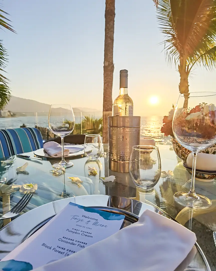 Menu by the pool