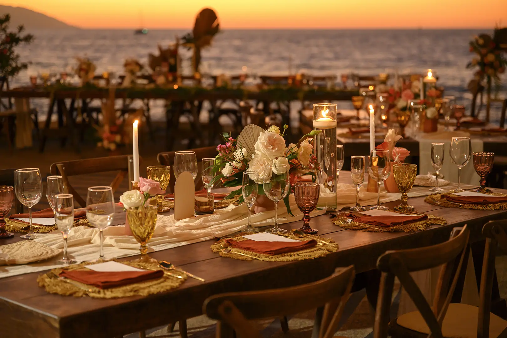 Long table at golden hour