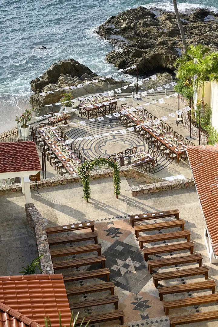 Labyrinth set for ceremony, from above