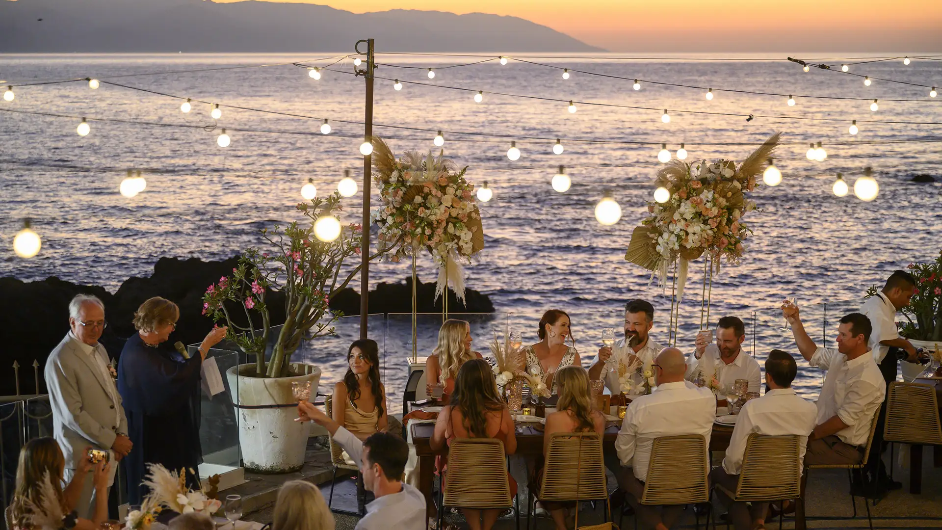 Wedding reception above the beach at Casa Karma