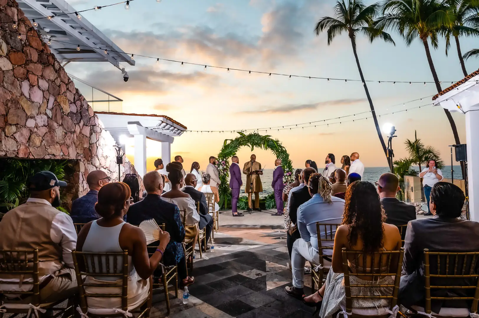 Middle Event Terrace ceremony with ocean views